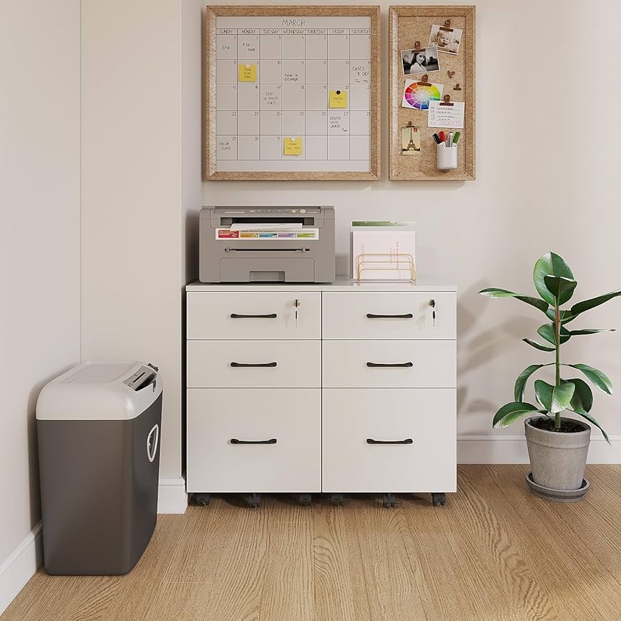 Amazon.com: 3 Drawers Wooden Locking File Cabinet with